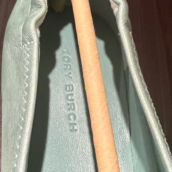 Tory Burch Minnie Travel Leather Flats in Audrey Blue - Picture 7 of 12